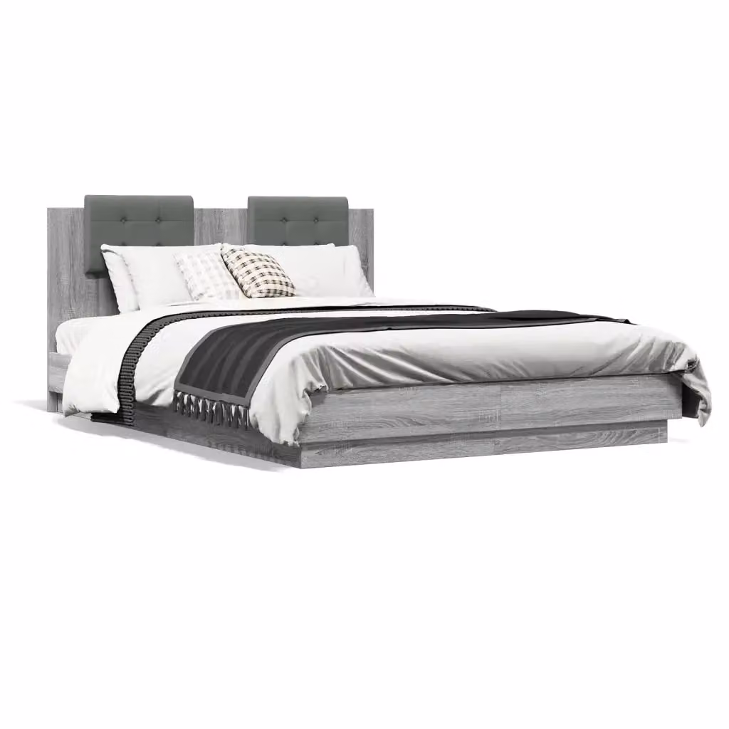 vidaXL Giroletto con Testiera in Legno Multistrato Grigio Sonoma L/P/H: 120 x 200 cm – 2