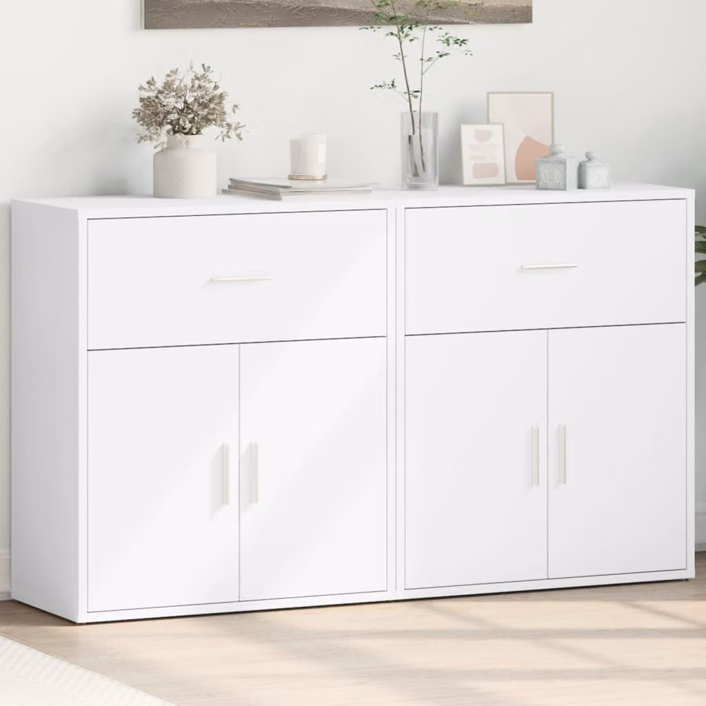 Set di 2 credenze bianche moderne vidaXL in legno MDF da appendere, L 60 cm x P 31 cm x H 70 cm