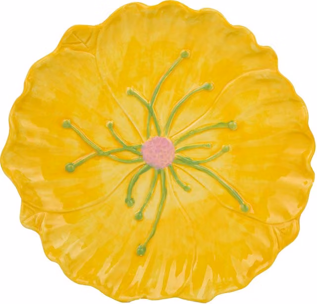 Piattino dessert a forma di fiore giallo in ceramica Florafruit, Diametro: 14,5 cm