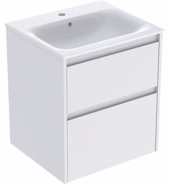 Geberit Renova Plan Ensemble lavabo pour meuble bord étroit, avec meuble sous lavabo, 2 tiroirs, 55x62,1x48cm, 504.038.00.8, 504.038.00.8
