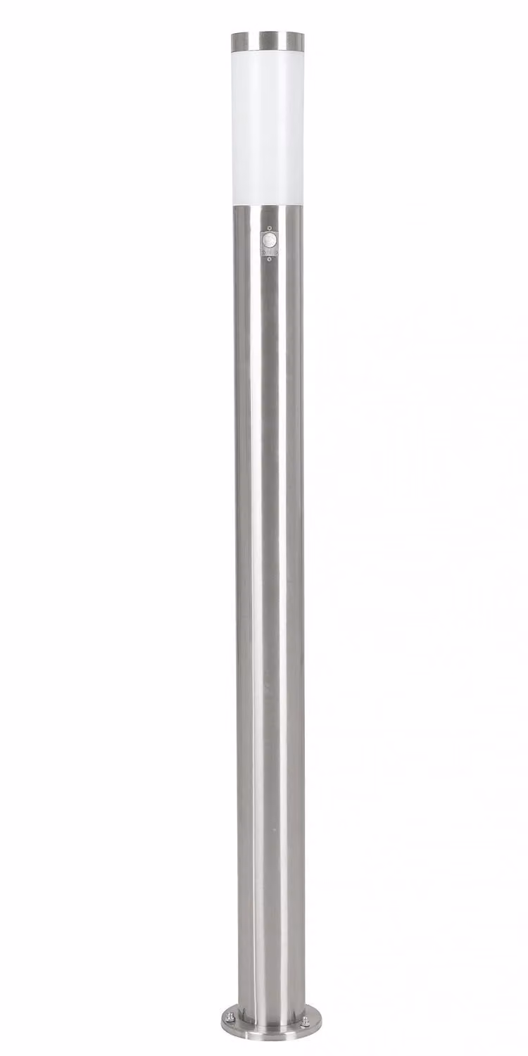 Paletto Esterno Helsinki Acciaio Argento Policarbonato Bianco 1 Luce E27 L110Cm