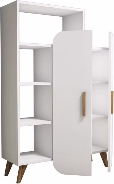 Mobiletto in legno con ripiano "Form" - 90 x 32 x 132 cm - Bianco