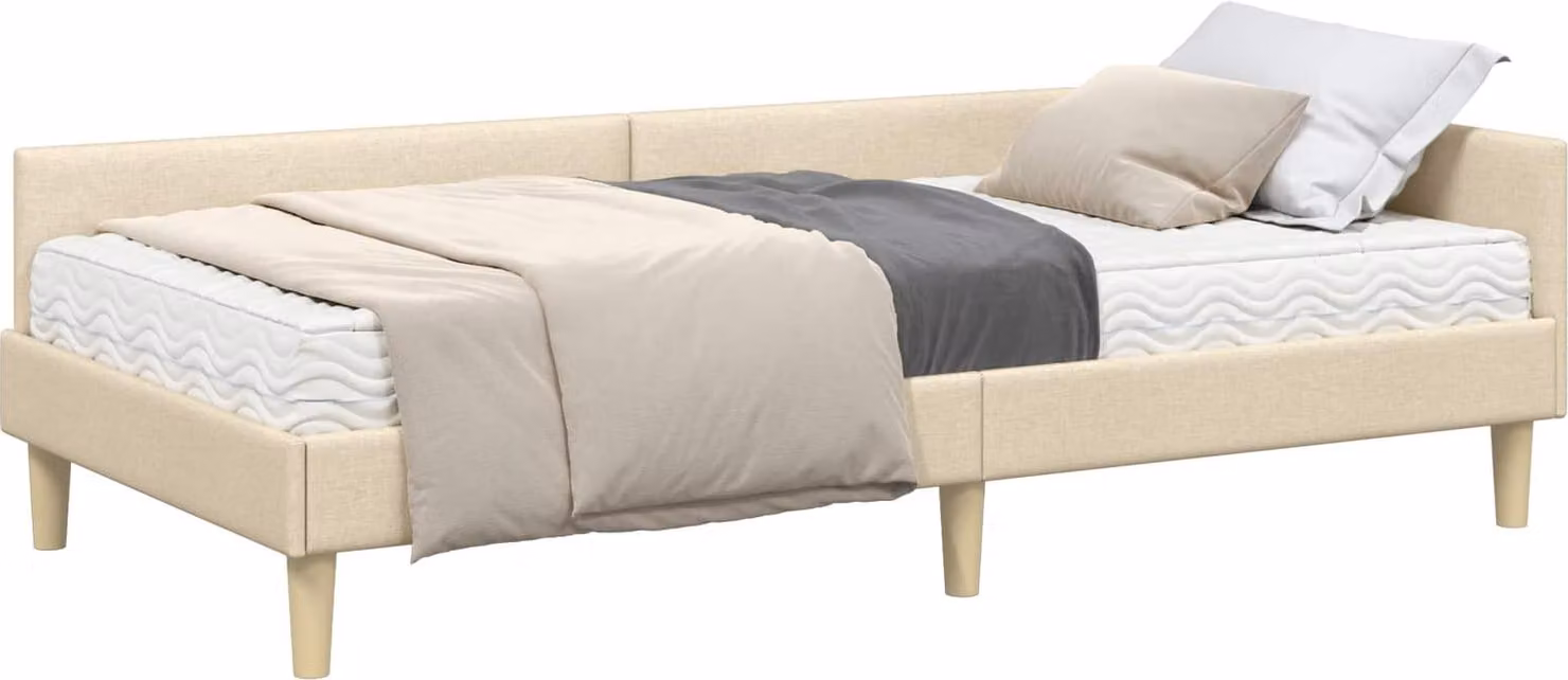 vidaXL Letto angolare con materasso con materasso 2 pz Tessuto color crema