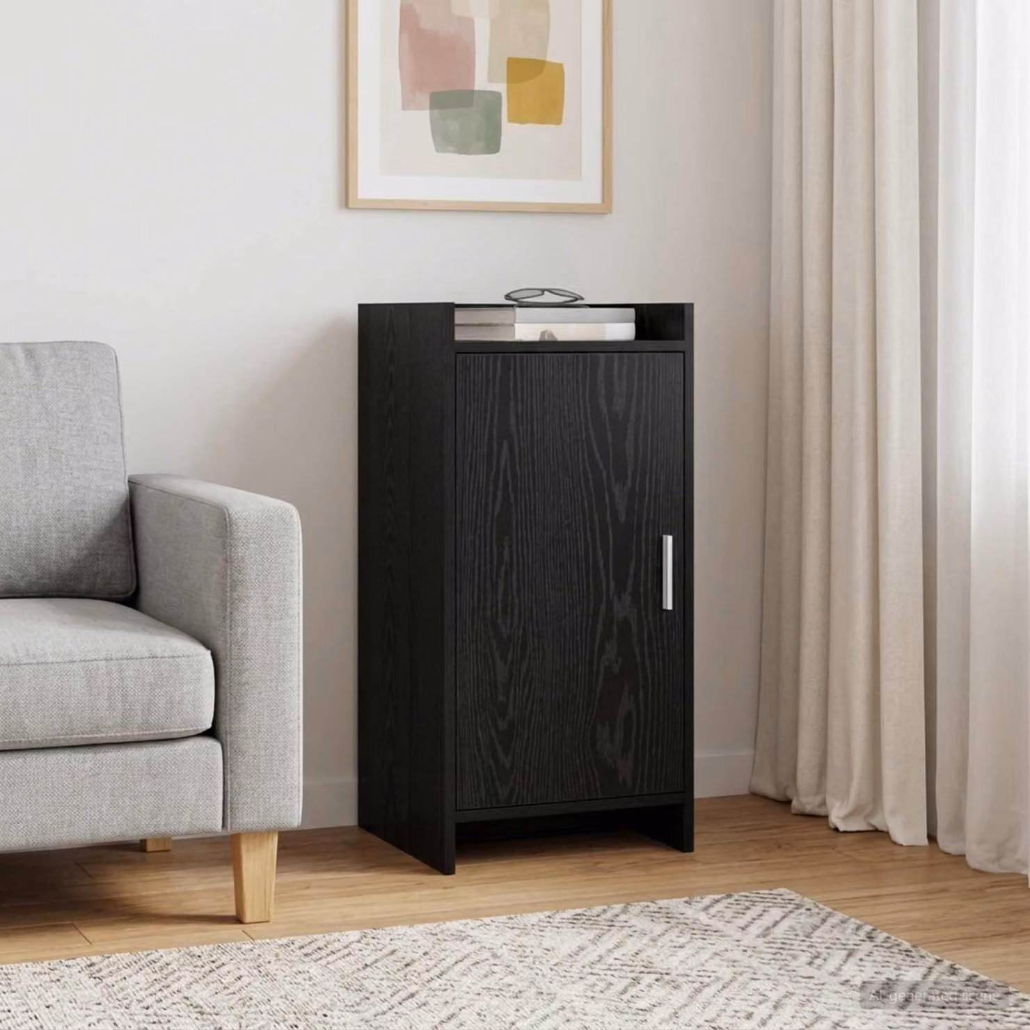 Credenza moderna vidaXL in legno MDF e metallo, colore nero, L 40 cm x P 36 cm x H 80 cm
