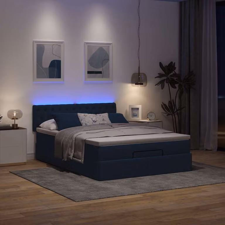 Maison Exclusive - Pouf Letto con Materasso e LED Blu 140x190 cm