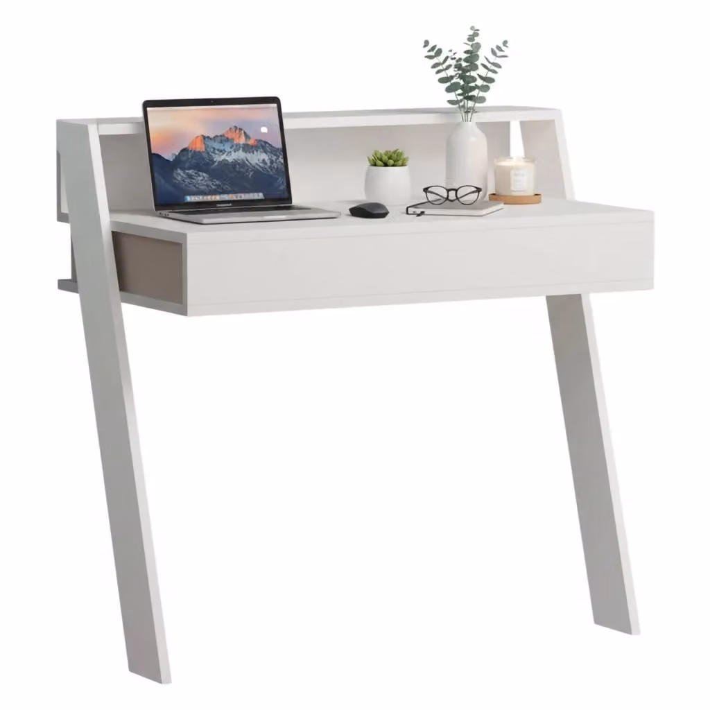 Scrivania moderna DMORA Imperatori in legno bianco L 94 cm, P 50 cm, H 91 cm – 2