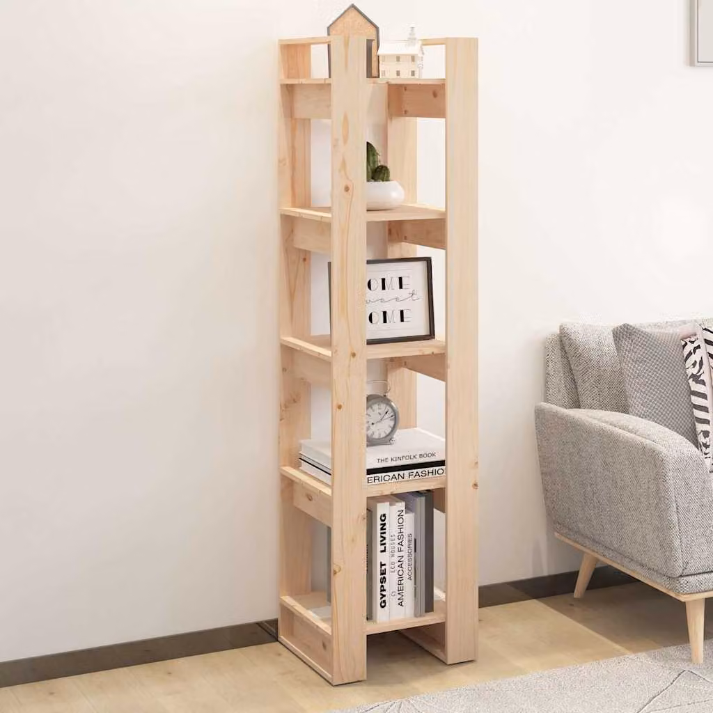 Libreria divisorio vidaXL in legno massello di pino, colore beige/marrone, L 41 cm x P 35 cm x H 160 cm