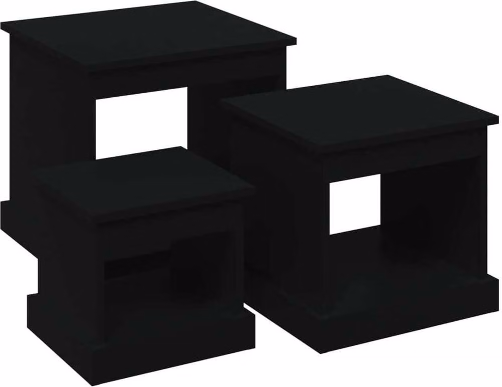 Tavolini da Salotto 3 pz Neri in Legno Multistrato