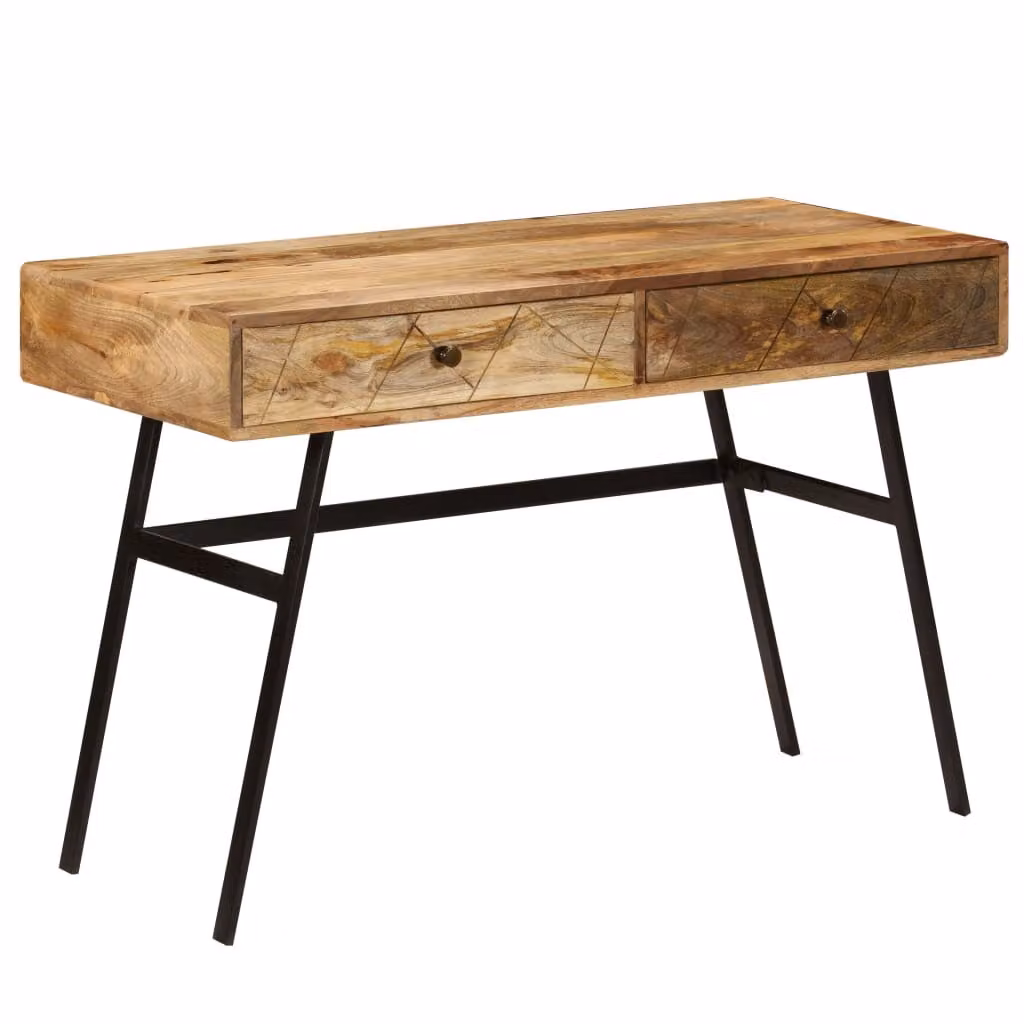The Living Store Scrivania con cassetti in legno massiccio di mango 110×50×76 cm
