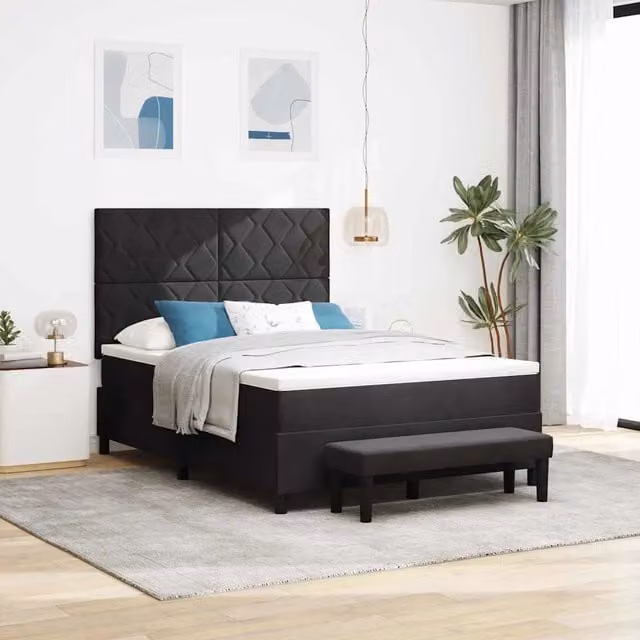 Letto moderno con testiera in velluto nero vidaXL L/P/H: 200 x 160 x 128 cm