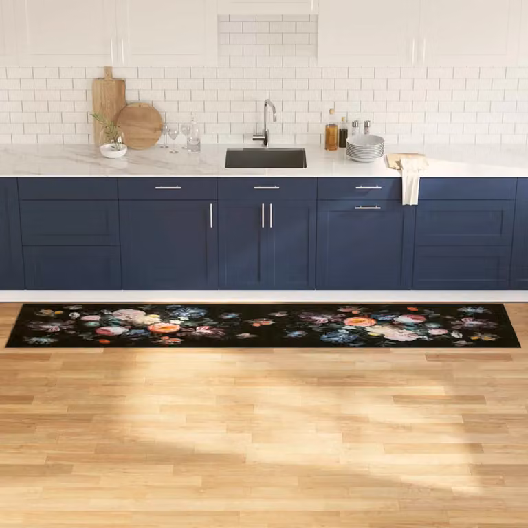 Tappeto da cucina vidaXL moderno in velluto nero, lavabile e antiscivolo, L: 300 cm, P: 60 cm