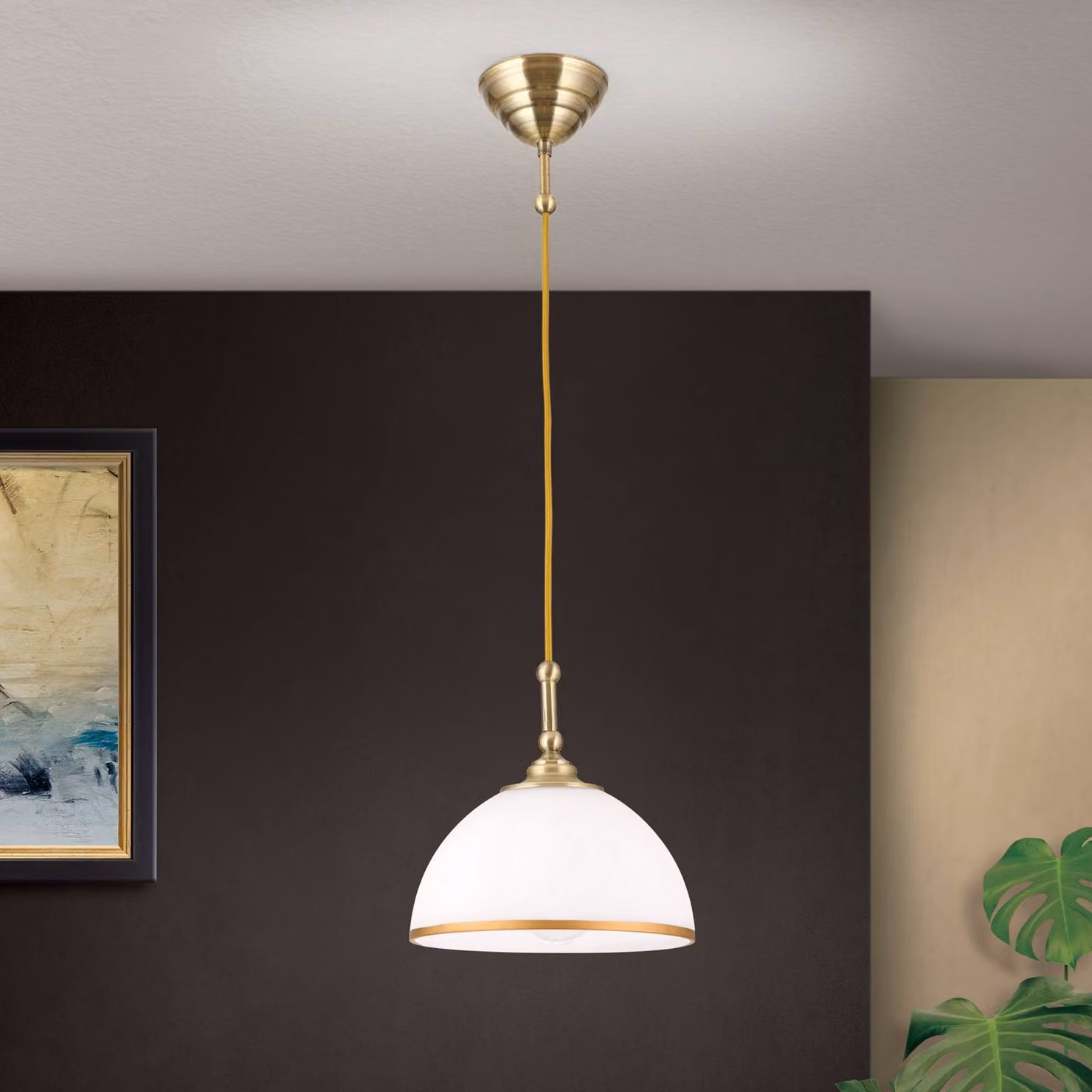 ORION Lampada a sospensione Old Lamp, dimmerabile, Bronzo / Ottone antico, Soggiorno / Sala da pranzo, Vetro, Antico, Lampada a sospensione