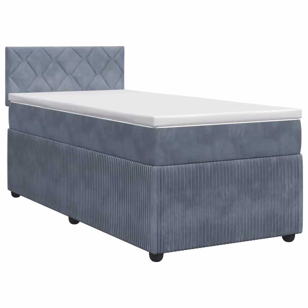 Letto box spring con materasso vidaXL in velluto grigio e bianco con base a sollevamento L/P/H: 90 x 200 x 140 cm – 2