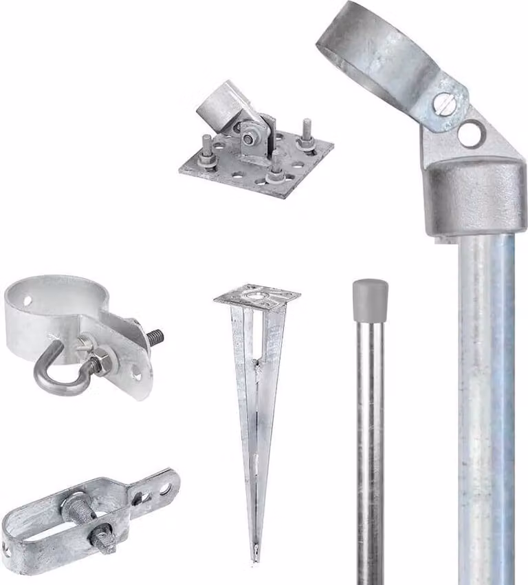 Alberts 634520 Set di angolari per recinzione, prese a terra a innesto, zincato a caldo, recinzione in rete metallica, altezza recinzione: 80 cm