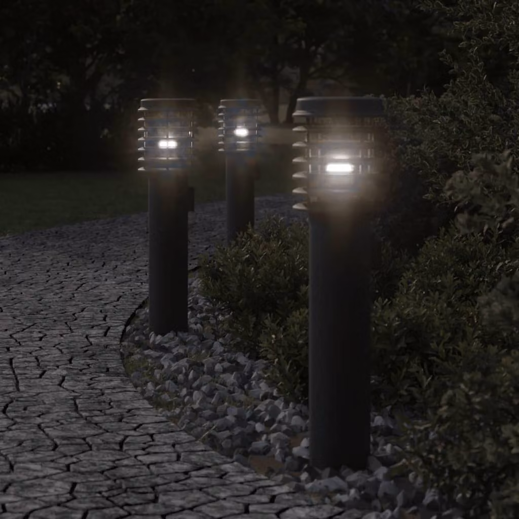 vidaXL Lampada da terra per esterni moderna in acciaio nero con attacco E27 e protezione IP44, Altezza: 60 cm