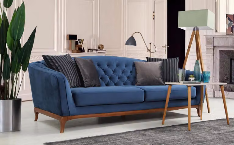 Luxus Sofa Design Dreisitzer Moderne Couch Blau Couchen Möbel Polster Loft