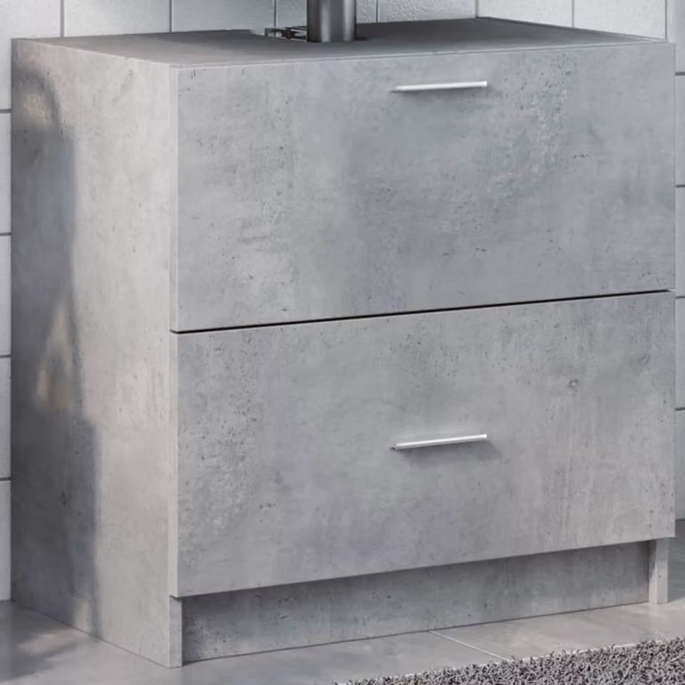 Mobile Lavabo Moderno vidaXL Grigio Cemento L: 59 cm, P: 37 cm, H: 59 cm
