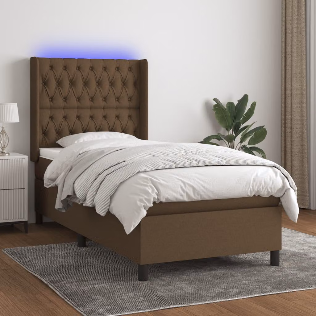 Letto con Materasso e Illuminazione LED vidaXL, Marrone Scuro, L/P/H: 200 x 100 x 33 cm – 1