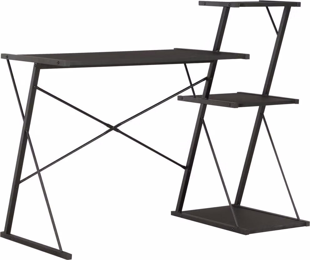 The Living Store Scrivania con ripiano nero 116×50×93 cm