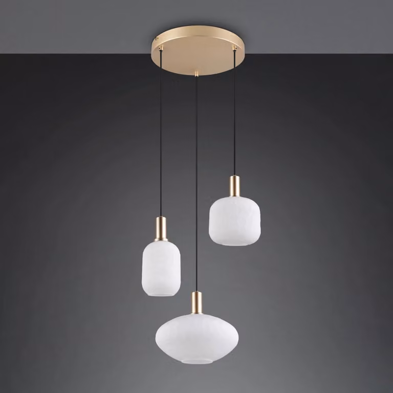Reality Leuchten Lampada a sospensione Emelie, dimmerabile, Ottone / Oro, Soggiorno / Sala da pranzo, Metallo, Lampada a sospensione