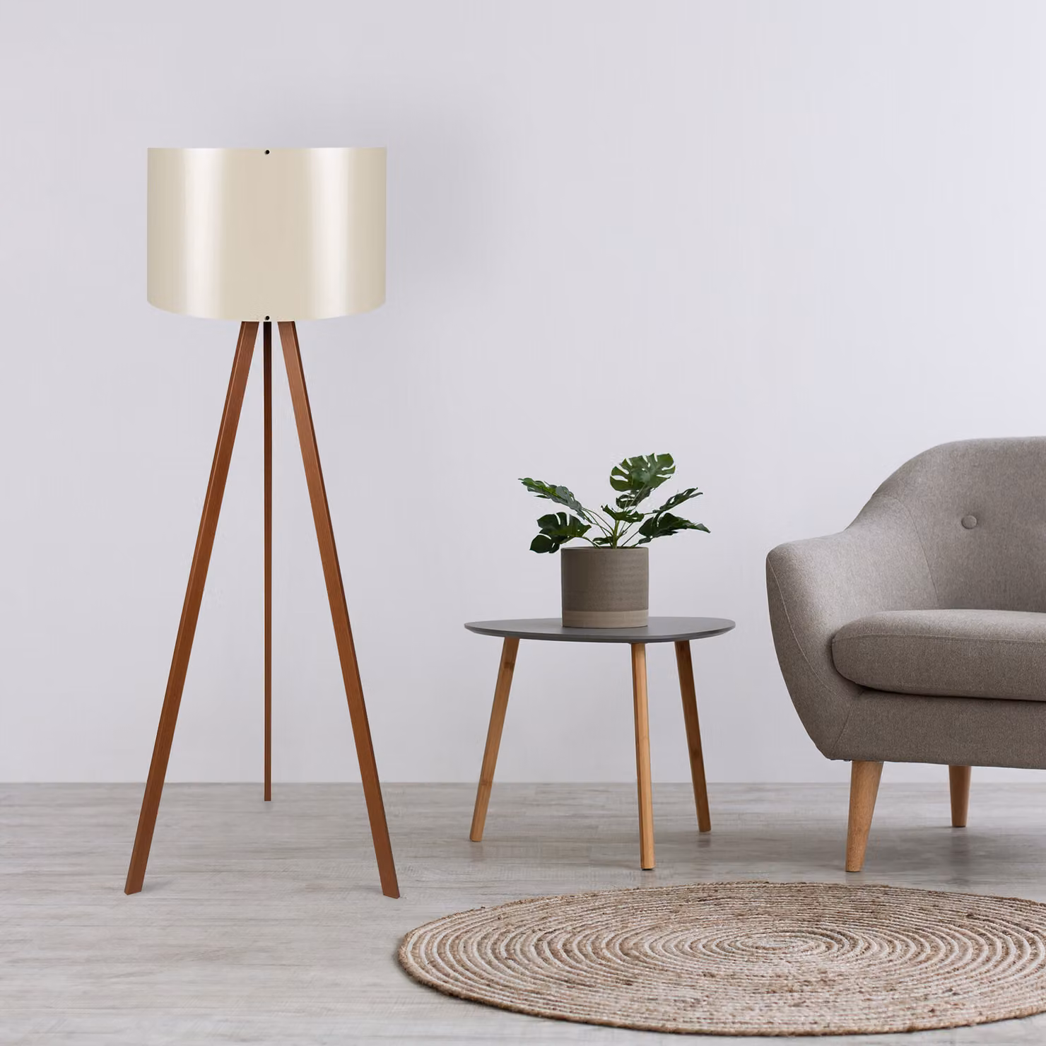 Opviq, AYD- AYDAXL, colore naturale, marrone, lampada da terra, 38 x 140 cm, 70% MDF / 30% PVC - tessuto
