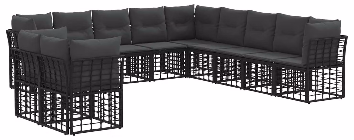 Set di divani da esterno Nero Poliestere