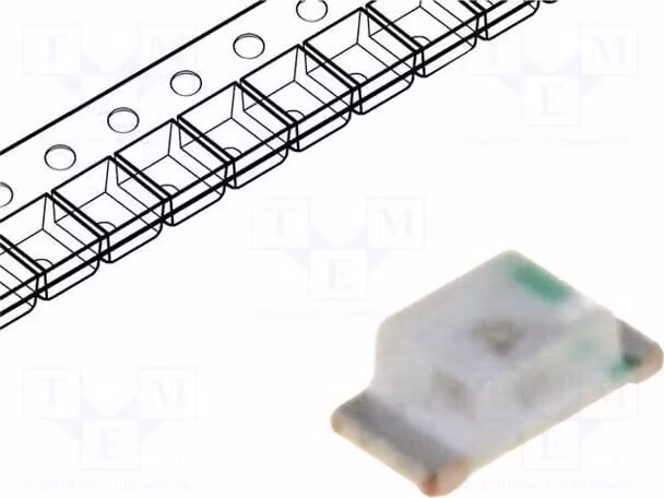 5 LED SMD, angolo di emissione 130°, luce calda, 0603, temperatura di colore 2500-3800K, intensità luminosa 300÷400 mcd, corrente 20 mA, potenza 95 mW, modello LL-S192PW-W6-1E
