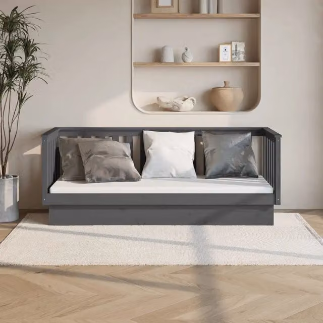 Dormeuse vidaXL in legno massello di pino grigia per camera da letto o soggiorno L/P/H: 190 x 76 x 82 cm – 1