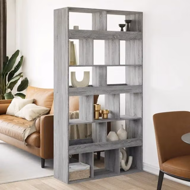 Libreria VIDAXL Grigio Sonoma in MDF per Soggiorno o Ufficio, L 100 cm x P 33 cm x H 187,5 cm