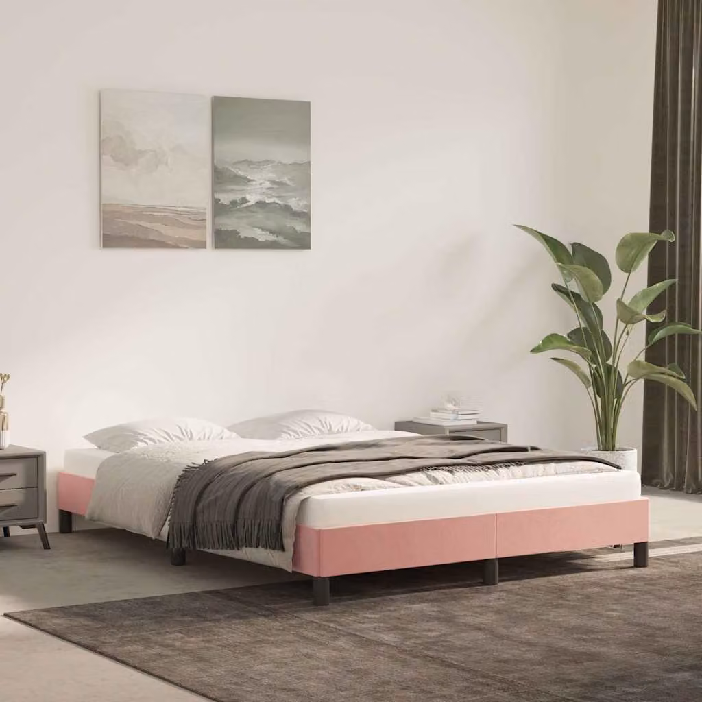 vidaXL Giroletto in Velluto Rosa L: 140 cm, P: 200 cm