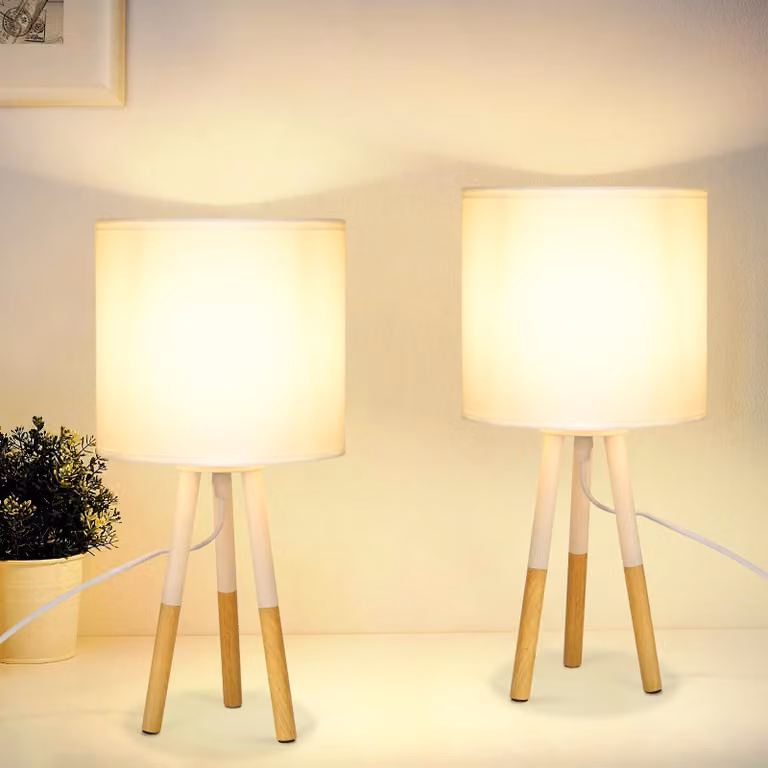 ZMH lampada da comodino set di 2 bianco camera da letto legno E27 soggiorno stile country lampada da tavolo per letto sala da pranzo tavolo da pranzo hotel bar caffè