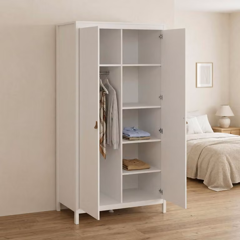 Dmora Guardaroba 2 Ante Zagabria 58.4x199h cm Bianco, Appendiabiti 2 Ante
