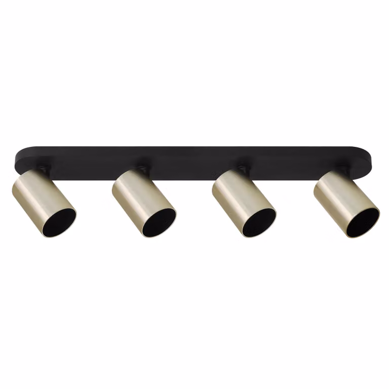 Plafonaio a quattro luci MALGA 4 ELEGANT Barra IP20 4xGU10 220-240V nero Riflettori color oro EDO777871 EDO Solutions