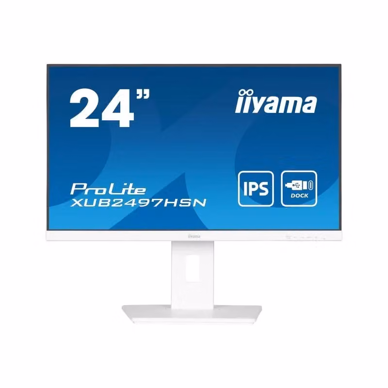 Monitor PC Iiyama Prolite XUB2497HSN-W da 23.8 pollici Full HD IPS Bianco con HDMI, DisplayPort, USB-C ed Ethernet – 2