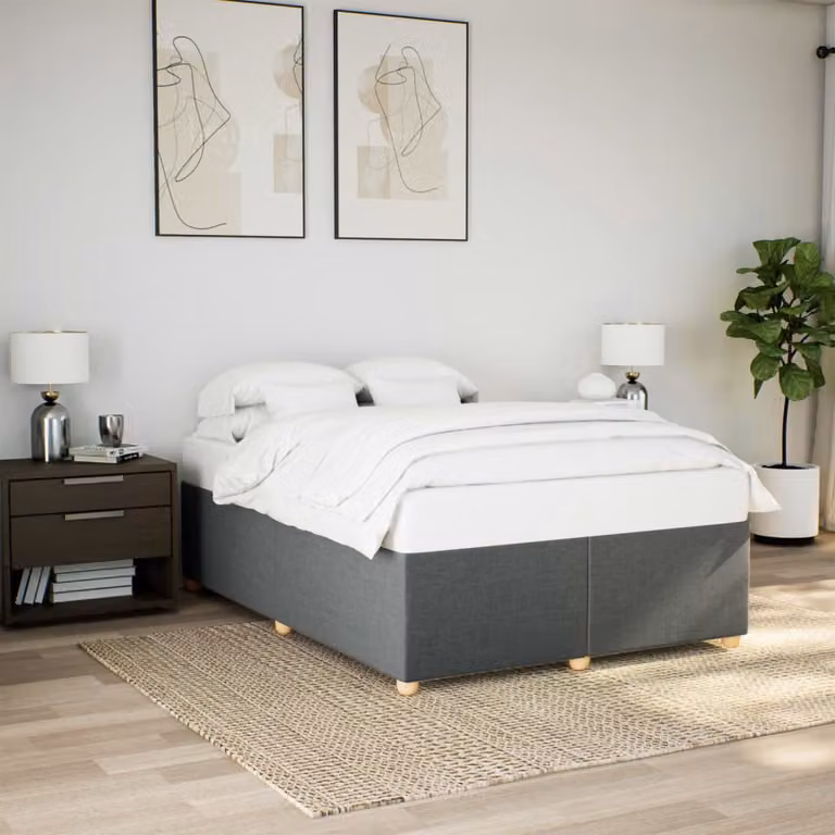 vidaXL Giroletto senza Materasso in Tessuto Grigio con Struttura in Legno di Pino L/P/H: 140 x 190 cm