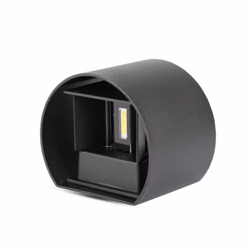 Lampada LED da Muro Arrotondata Doppio LED COB 5W 140LM/W Colore Nero Satinato Fascio Luminoso Regolabile 4000K IP65