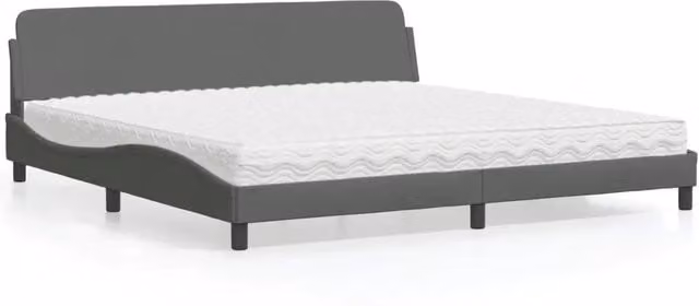 Letto moderno vidaXL con materasso e cassetti in tessuto grigio L/P/H: 200 x 200 x 74,5 cm – 1
