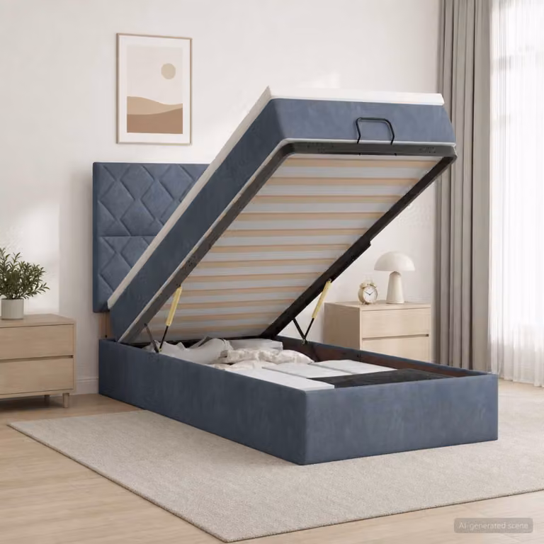 Letto ottomano con materasso vidaXL in velluto Grigio Scuro L: 80 cm, P: 200 cm, H: 128 cm