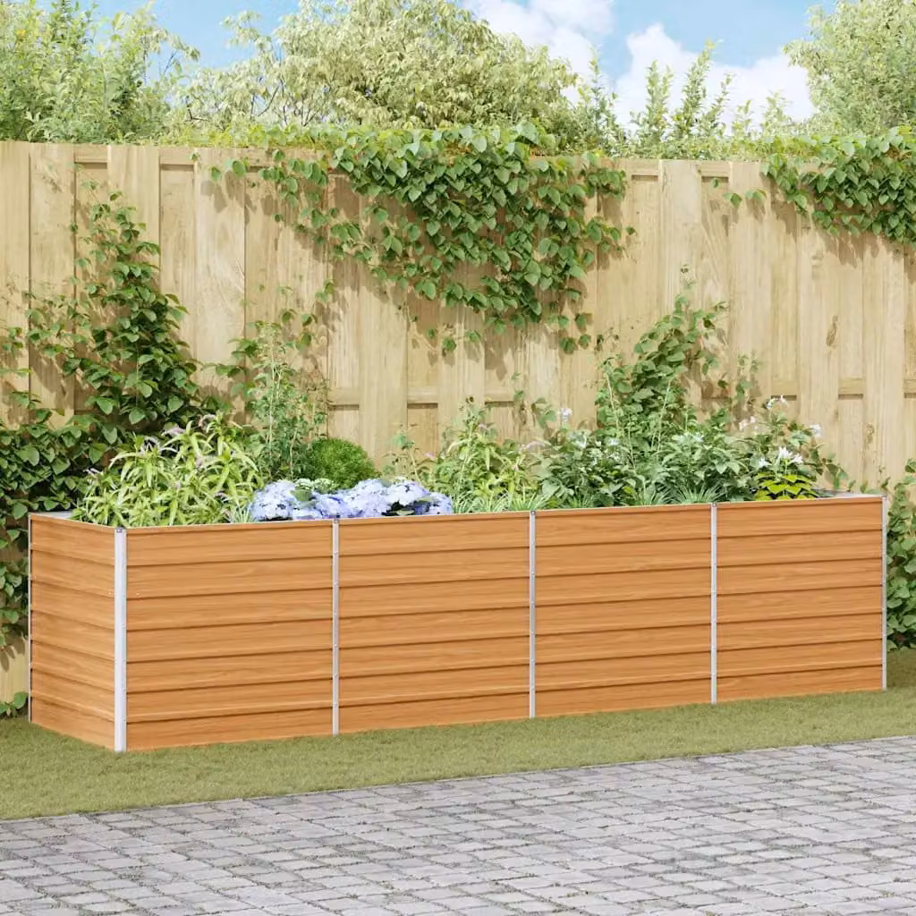 Letto rialzato da giardino vidaXL in acciaio zincato Marrone, L: 320 cm, P: 80 cm, H: 77 cm