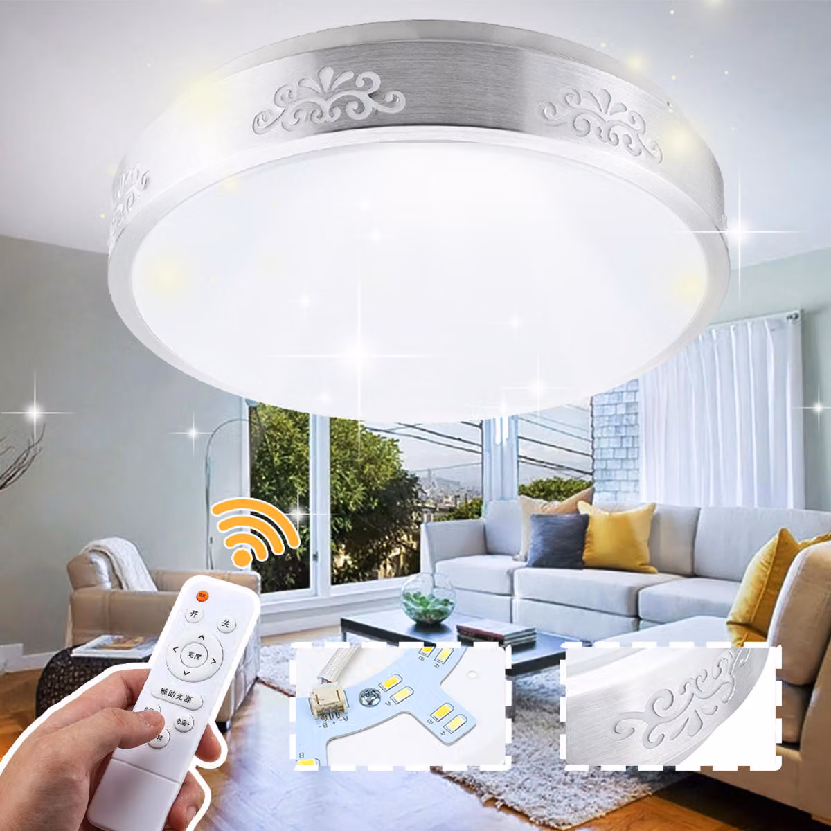 220V 24W 48W Super Bright Pro Dimmable LED Round Plafoniera Luce di montaggio - 18W 27cm bianco