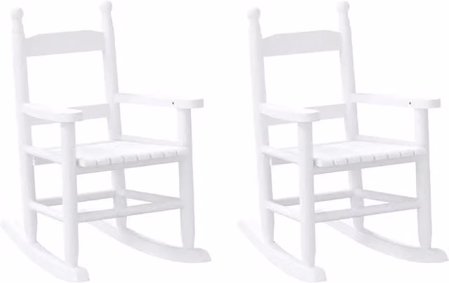 Set di 2 sedie a dondolo per bambini in legno di pioppo bianco per giardino