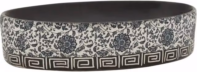 Lavabo da Appoggio Nero e Blu Ovale 56,5x36,5x13,5 cm Ceramica CFW8915605