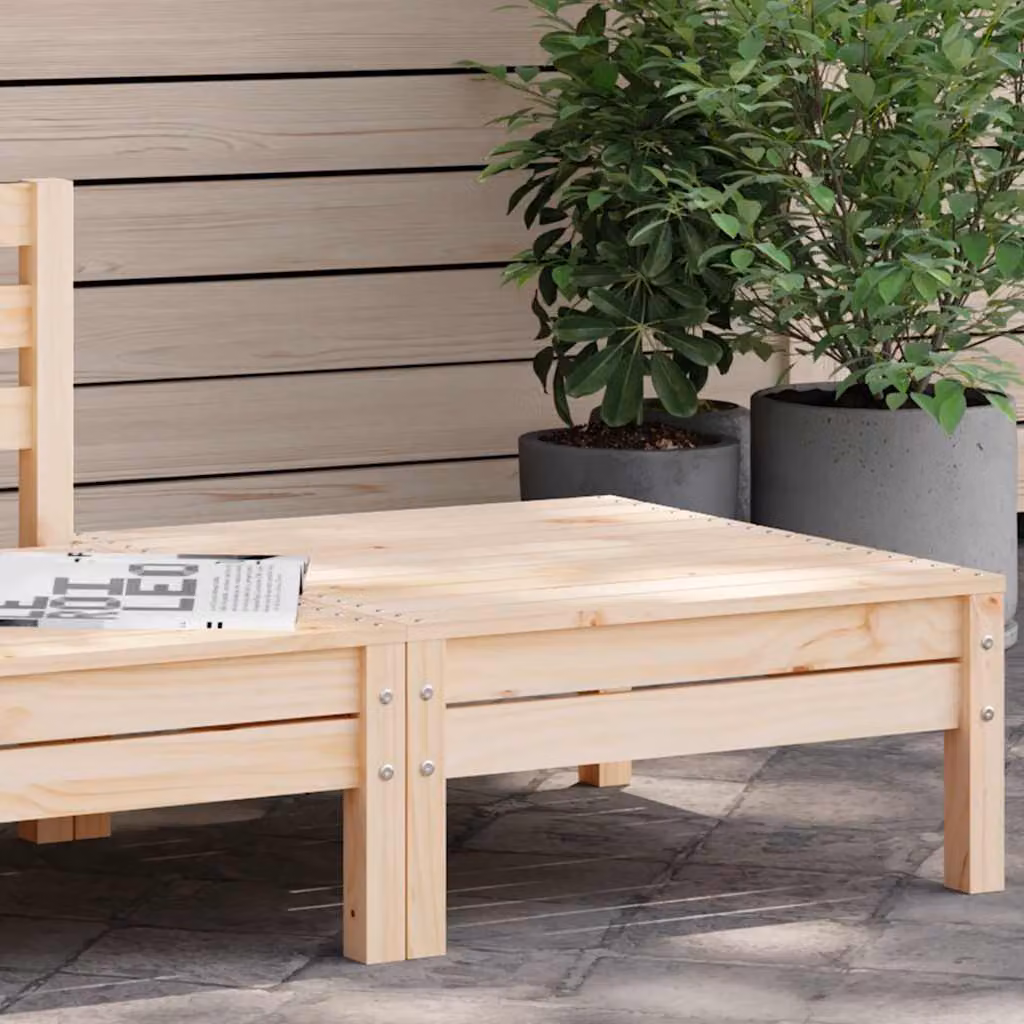 vidaXL Poggiapiedi da Giardino in Legno di Pino Marrone L: 63,5 cm, P: 28,5 cm, H: 28,5 cm