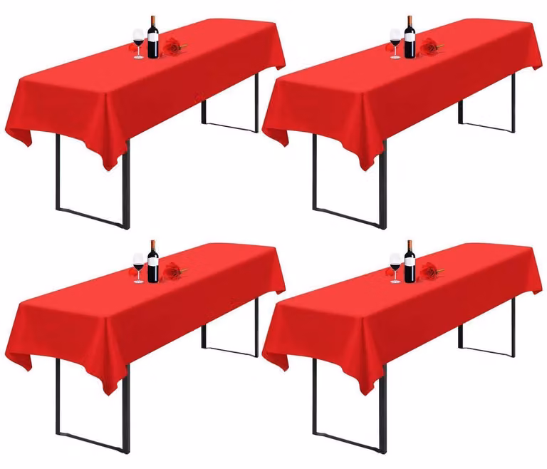 Tovaglia per birreria, set da 4 pezzi, 100 x 250 cm, rossa, impermeabile, in poliestere