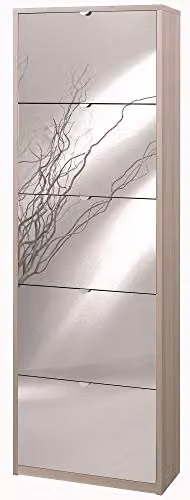 Sarmog Scarpiera 5 Ante a Ribalta con Specchio Frontale H190 L63 P29 cm Finitura Olmo Sk565spk Capacità 25 Paia di Scarpe