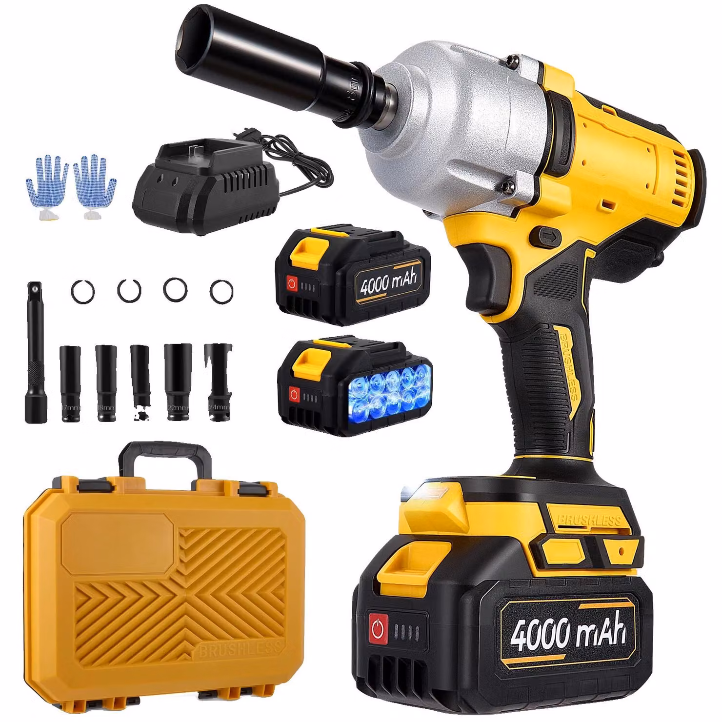 Avvitatore a impulsi, coppia massima di 1000 Nm, design senza fili, colore giallo