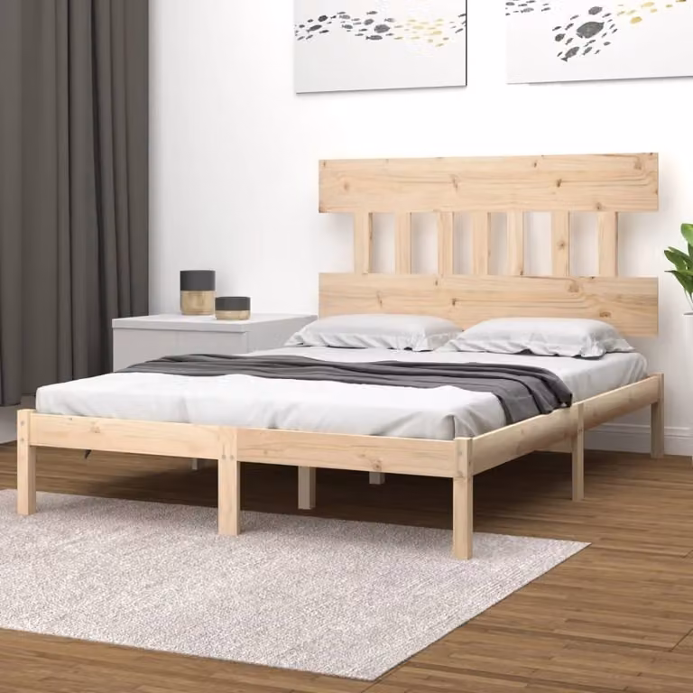 The Living Store Letto in legno massiccio 160x200 cm