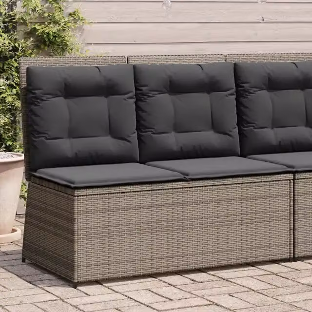 Panca Reclinabile da Giardino Outsunny Grigia in Polyrattan con Cuscini