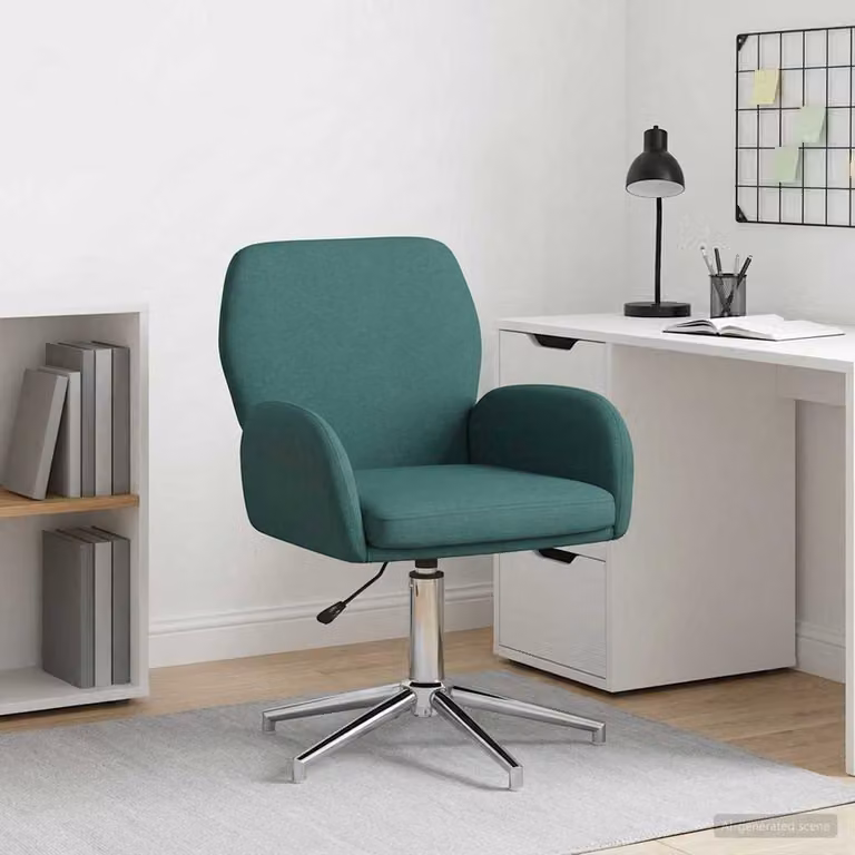 Sedia da scrivania girevole vidaXL in tessuto verde con braccioli, L: 54 cm, P: 58 cm, H: 90 cm
