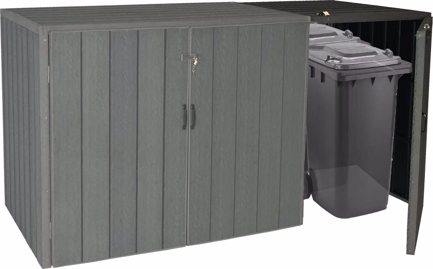 XL 1/2 WPC estensione del coperchio del cestino HWC-J28, cestino di , aspetto legno metallo ~ grigio